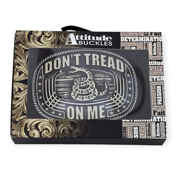 Montana Silversmiths‎ Don't Tread On Me Roped Gadsden Belt Buckle Retail $45 NEW - Picture 2 of 6